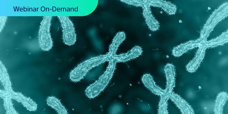 Colorful illustration of a chromosome. Text: Webinar On-Demand